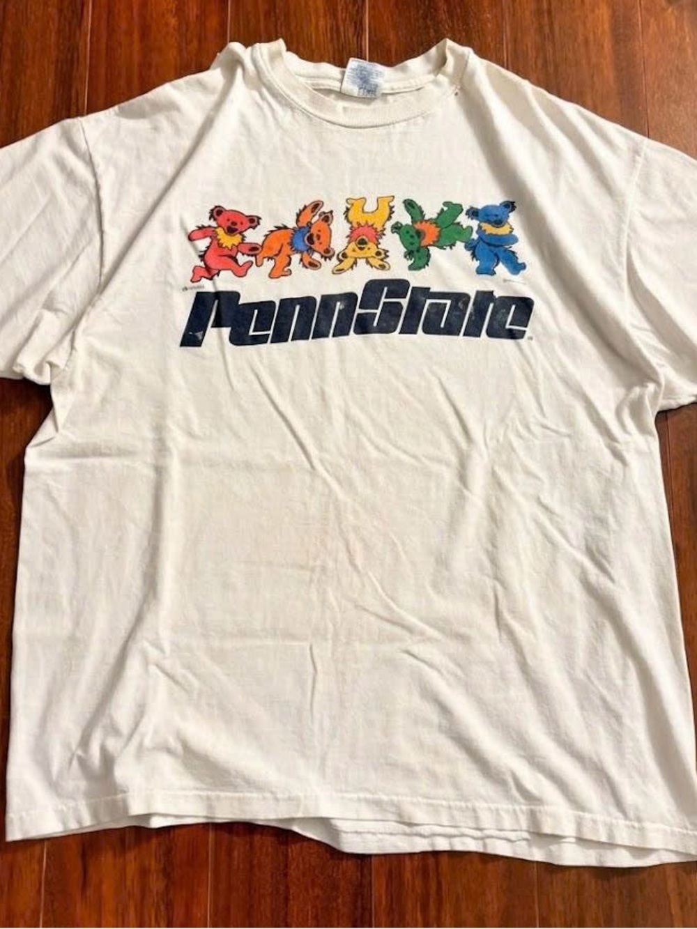 White Graphic T-Shirt with Colorful Dancing Bears